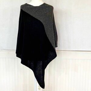 Whimsigoth Lagenlook Wool and Cashmere Cape/Wrap Black and Gray OS